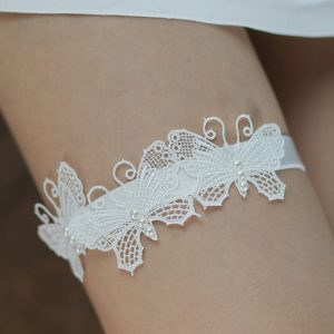 White Butterfly Lace Bridal Garters??Set of 3 ??