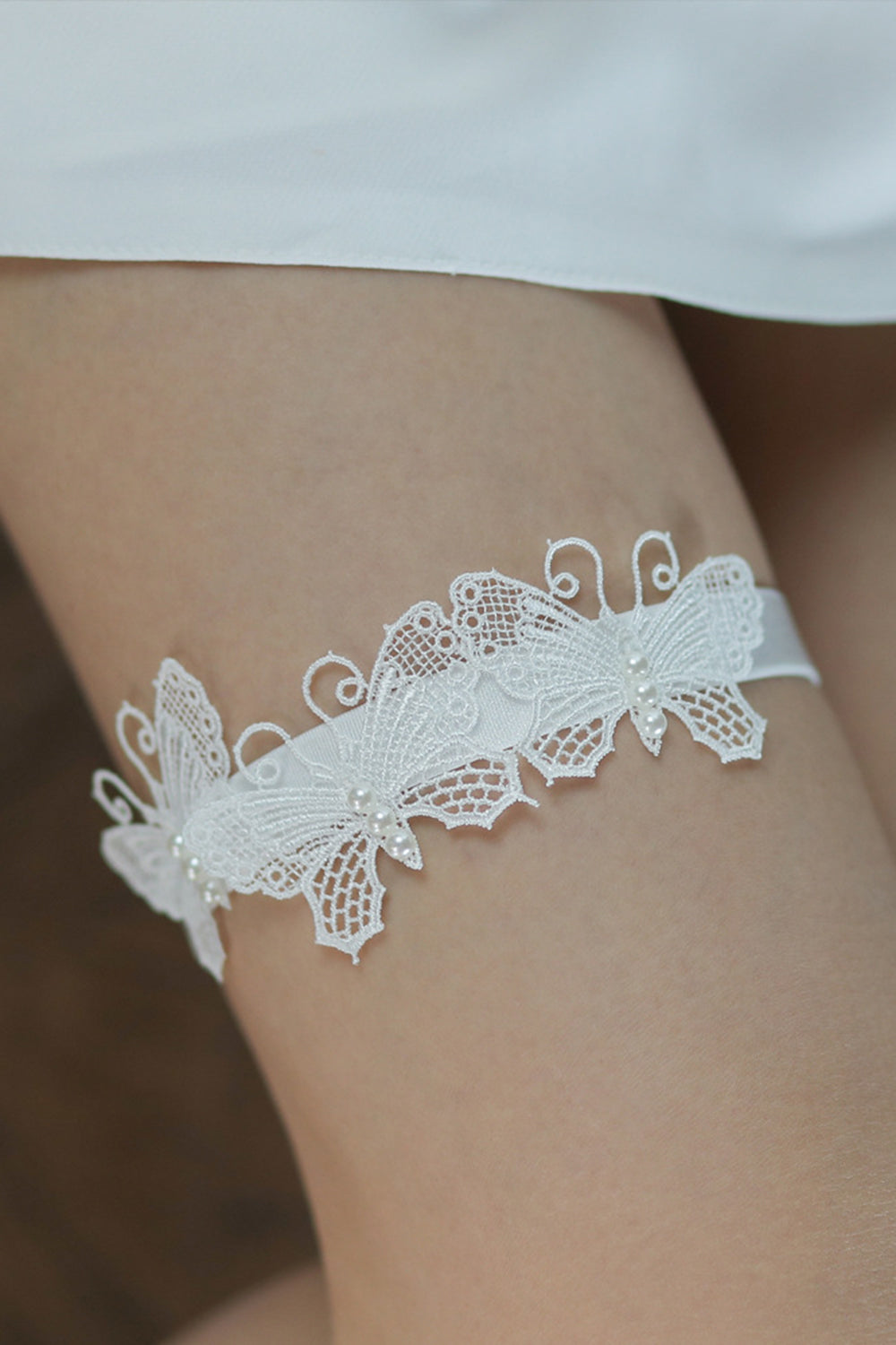 White Butterfly Lace Bridal Garters??Set of 3 ??
