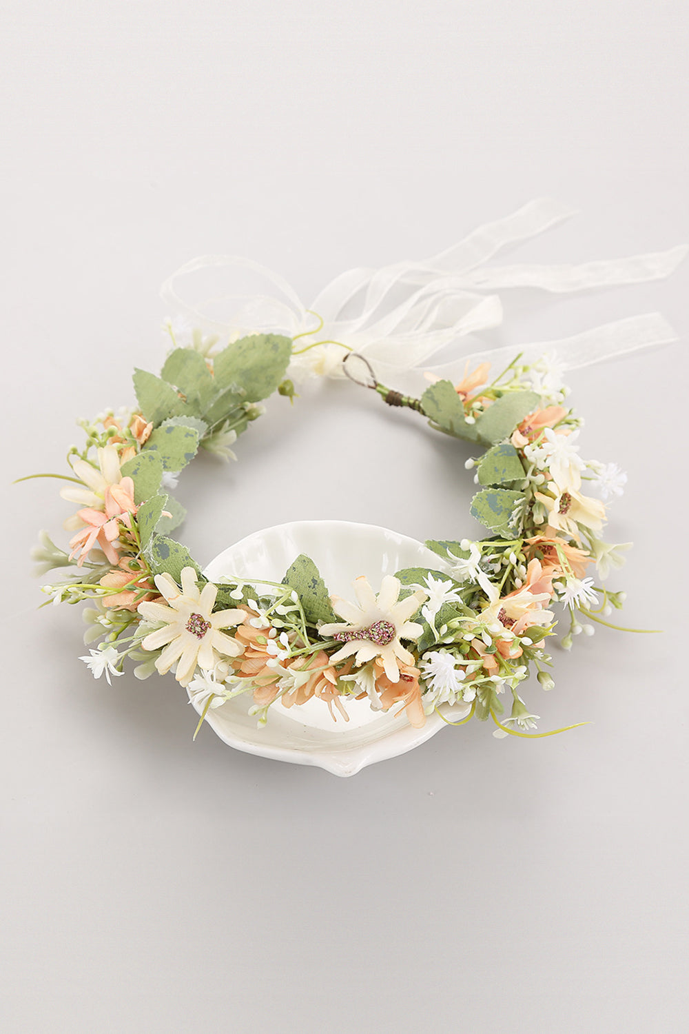 White Garland Crown Bridal Headband - Image 4
