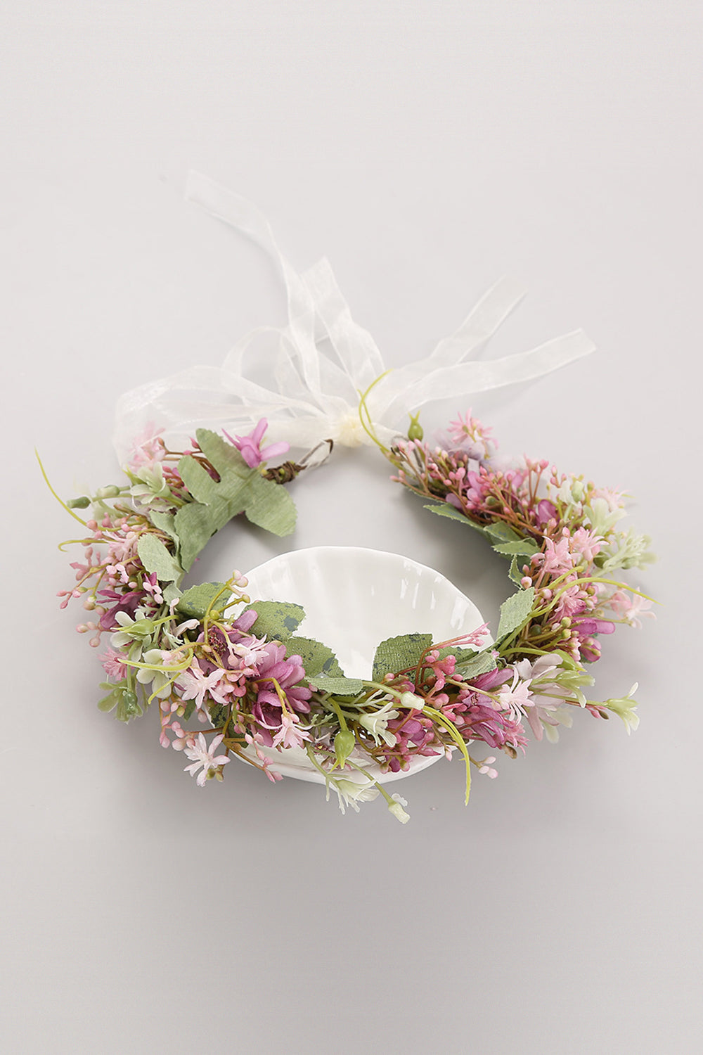 White Garland Crown Bridal Headband - Image 2