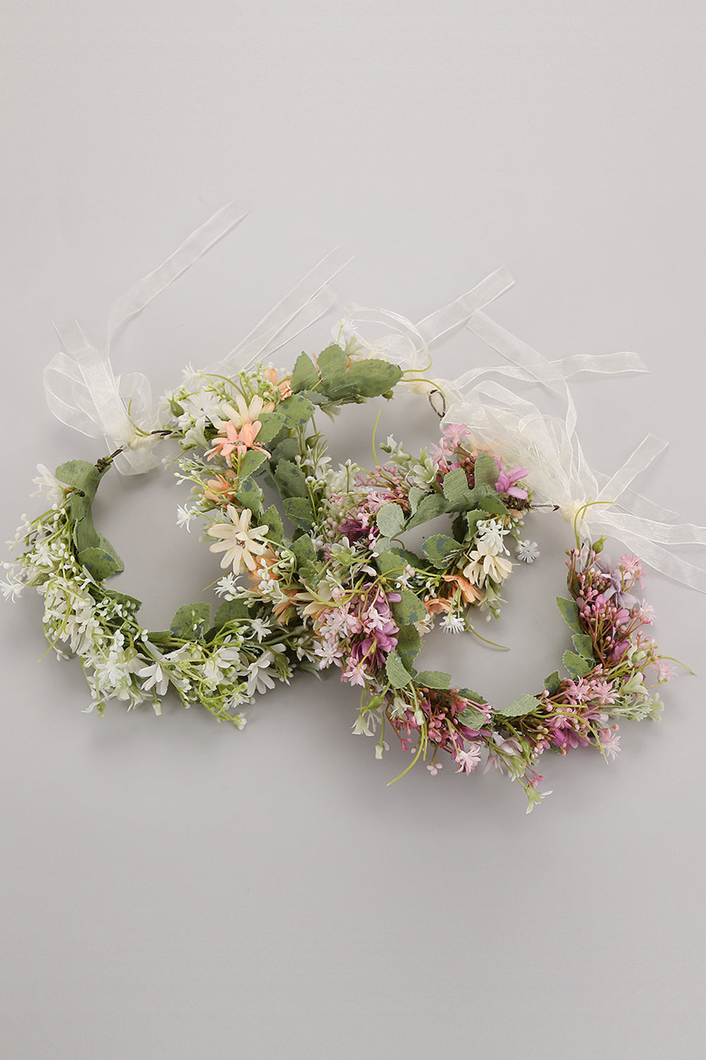 White Garland Crown Bridal Headband - Image 3