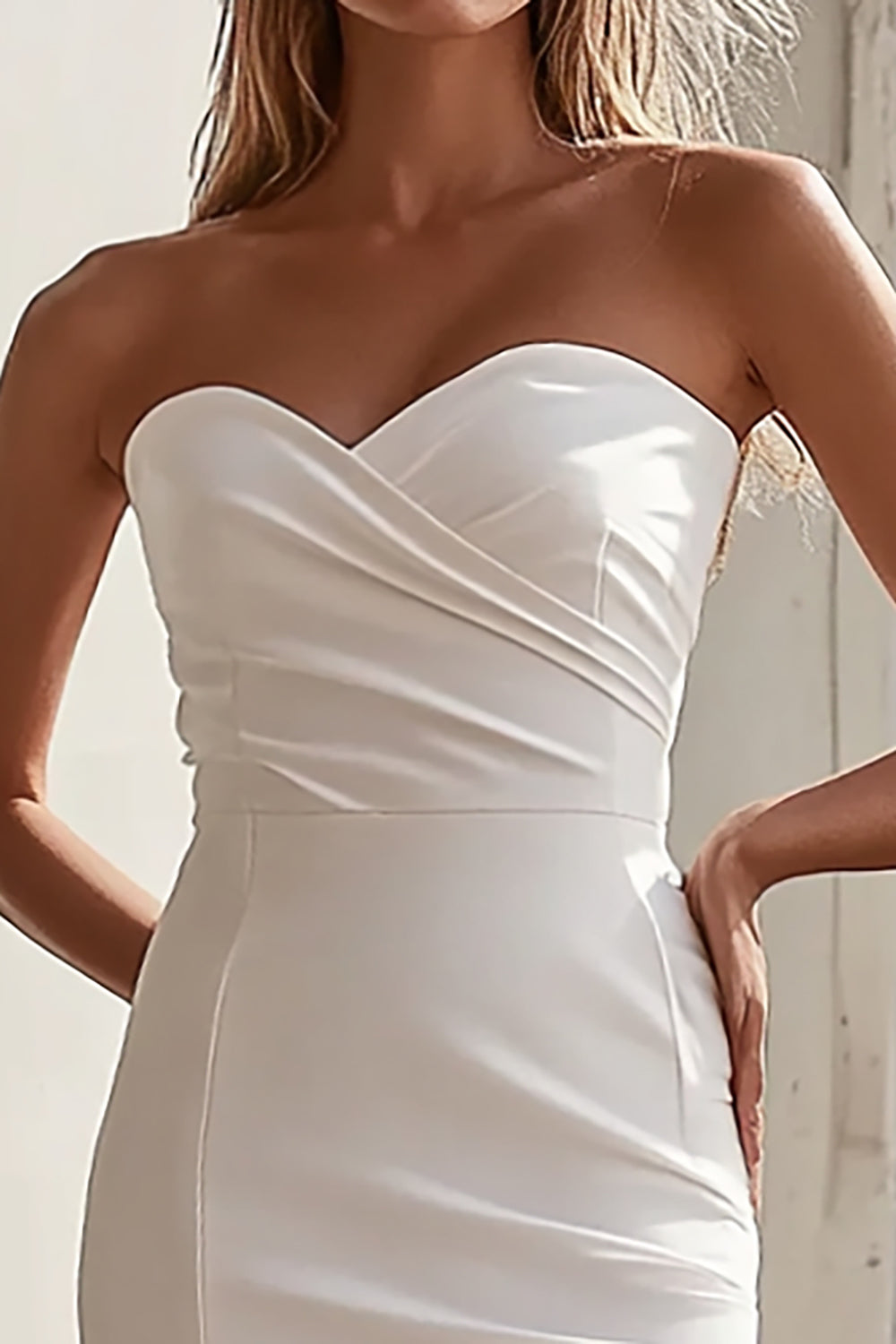 White Bodycon Strapless Mini Dress - Image 2