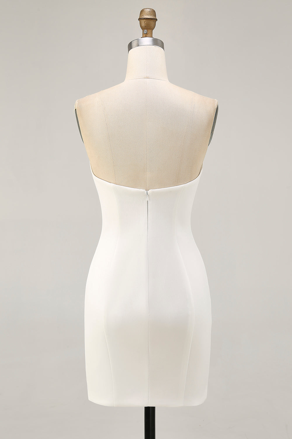 White Flower Strapless Bodycon Homecoming Dress With Sequins - Image 4