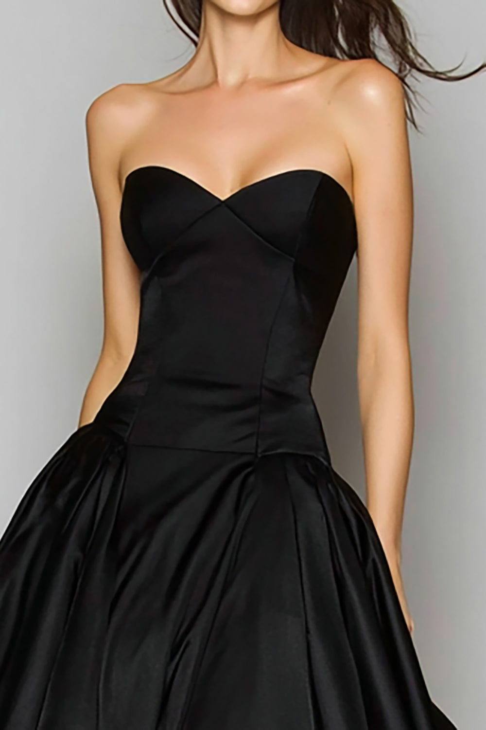 Strapless Black A-Line Long Formal Dress - Image 2