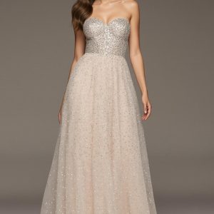 Strapless A-Line Ivory Sequin Prom Dress