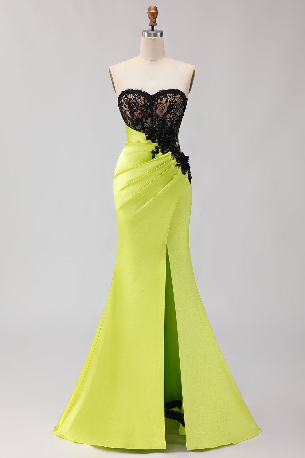 Strapless Black Green Mermaid Sequin Prom Dress