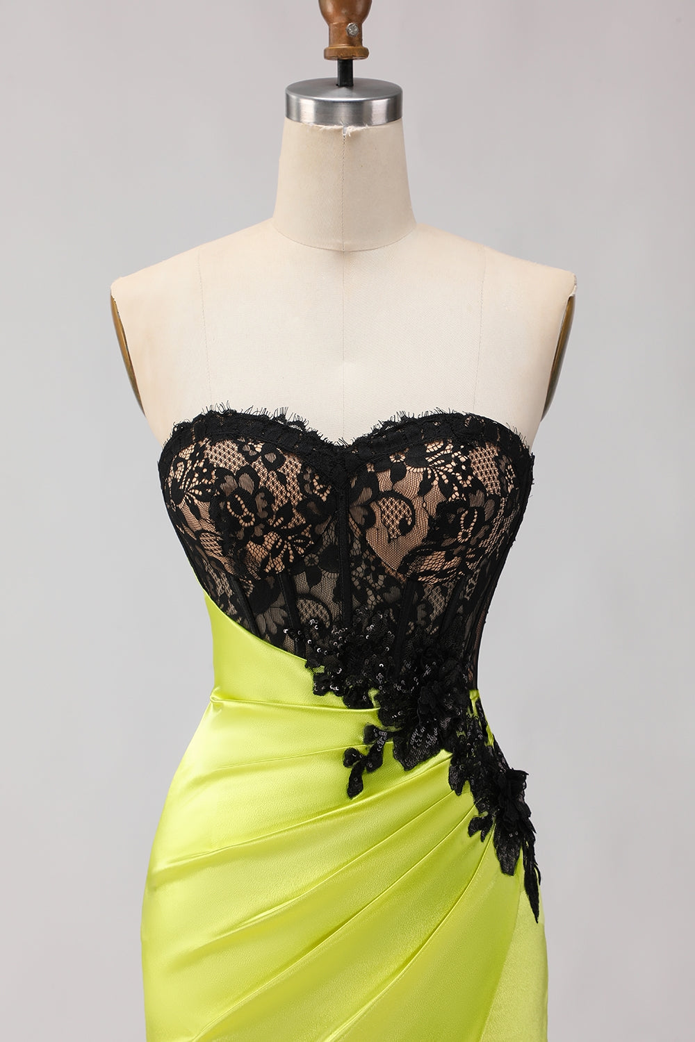Strapless Black Green Mermaid Sequin Prom Dress - Image 4
