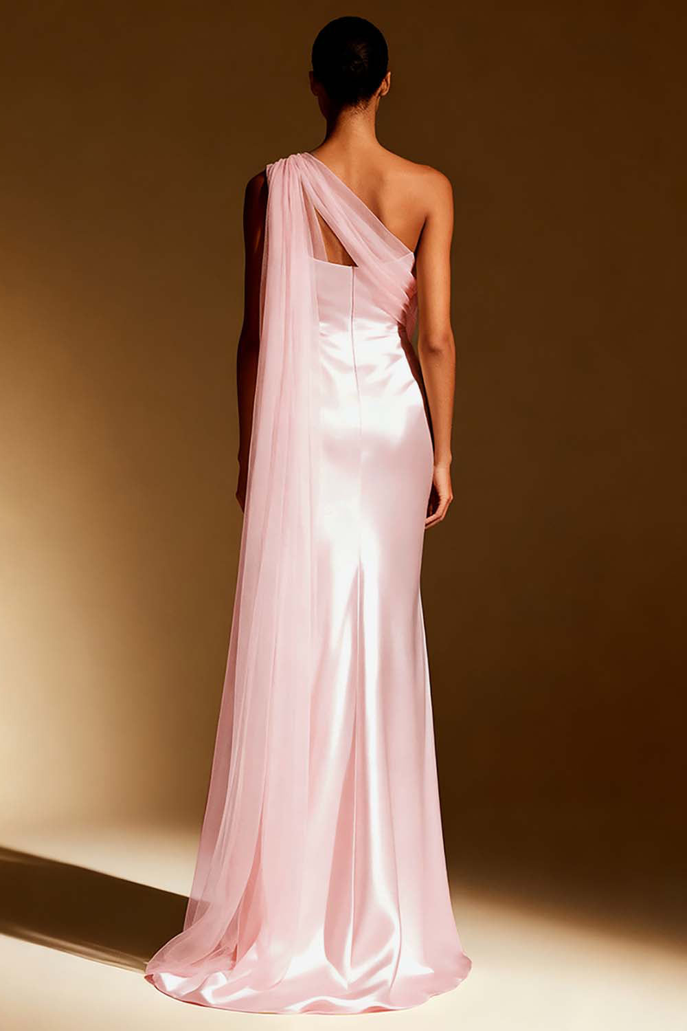 White Mermaid One Shoulder Maxi Evening Dress with Sash - Image 6