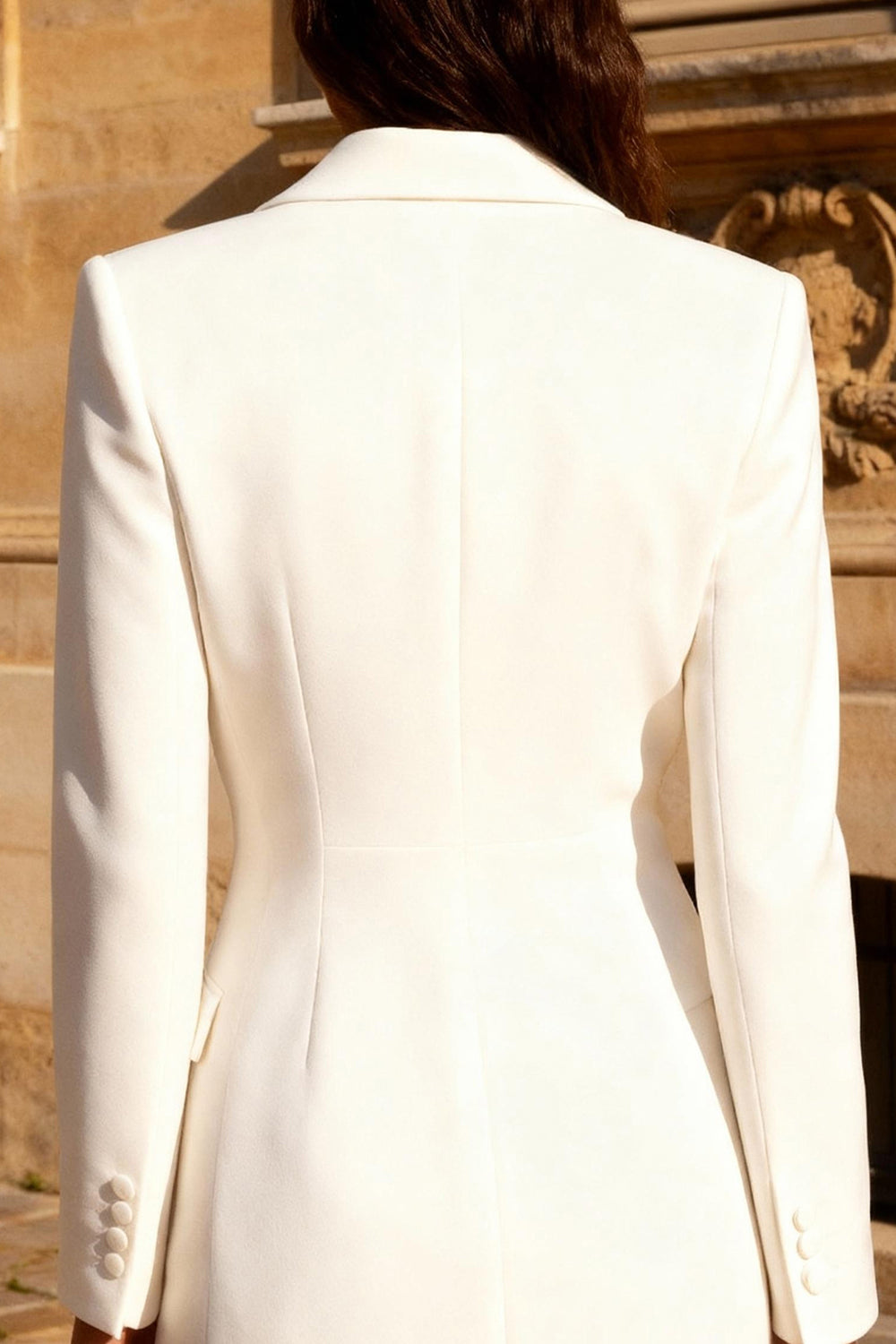White Double Breasted Peak Lapel Work Dress - Image 4