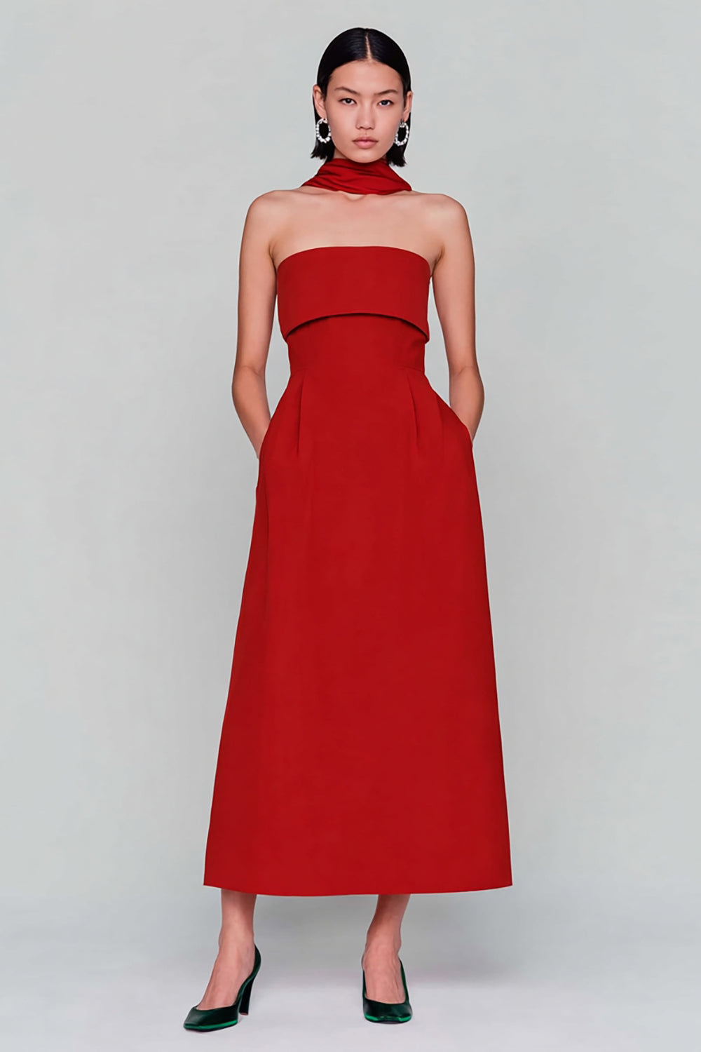 Strapless A-Line Red Wedding Guest Dress With Streamer