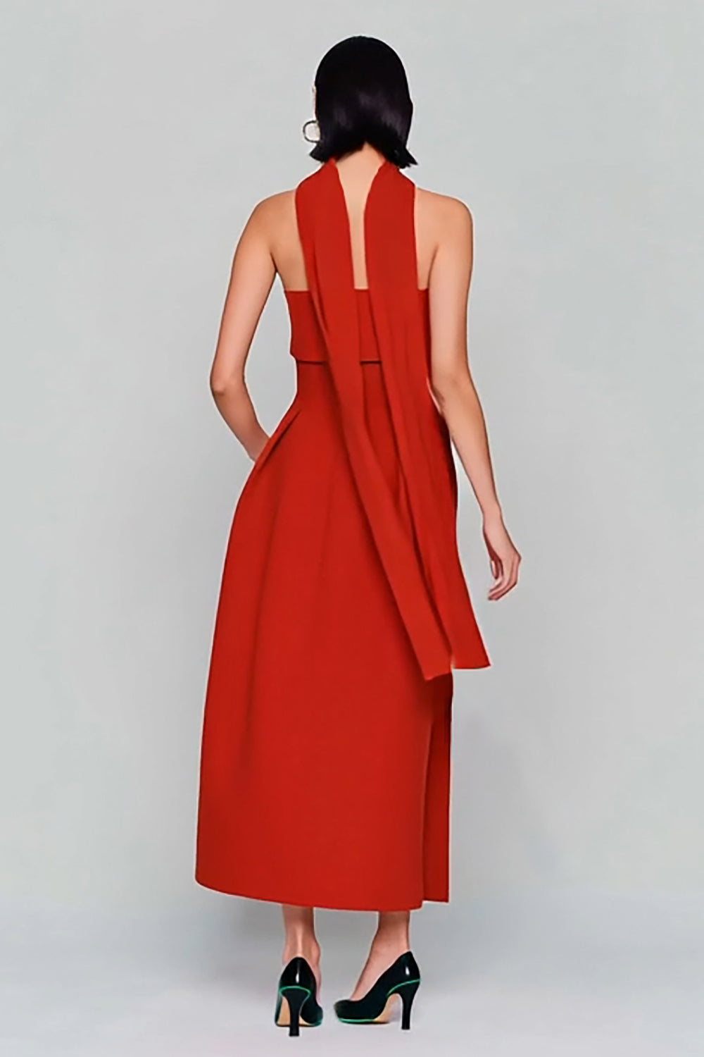 Strapless A-Line Red Wedding Guest Dress With Streamer - Image 2