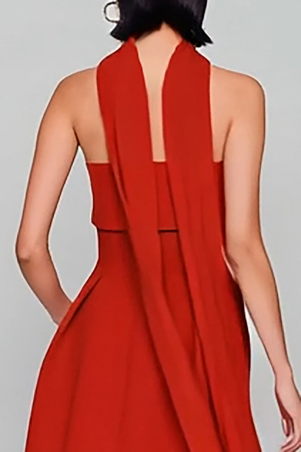 Strapless A-Line Red Wedding Guest Dress With Streamer - Image 4