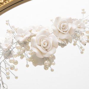 White Flowers Pearl Headband