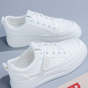 White Flat Casual Sneakers